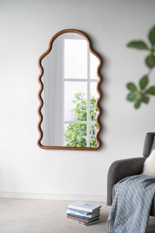 Miroir arqué pleine longueur au cadre en pin marron, 76 x 140 cm