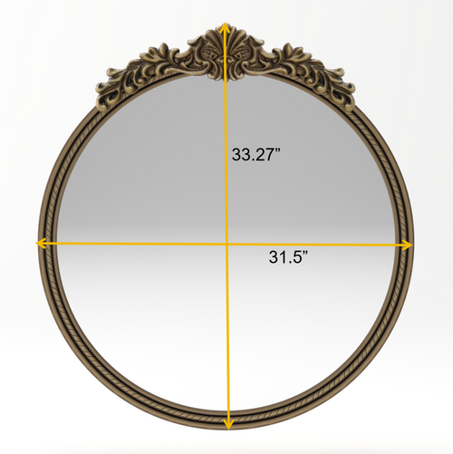 Miroir mural rond au cadre sculpté or antique, photo 5