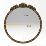 Miroir mural rond au cadre sculpté or antique, photo 5