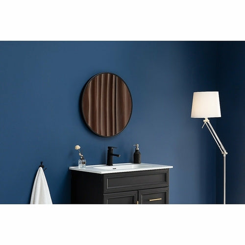 Miroir mural rond au cadre noir minimaliste, Ø 80 cm