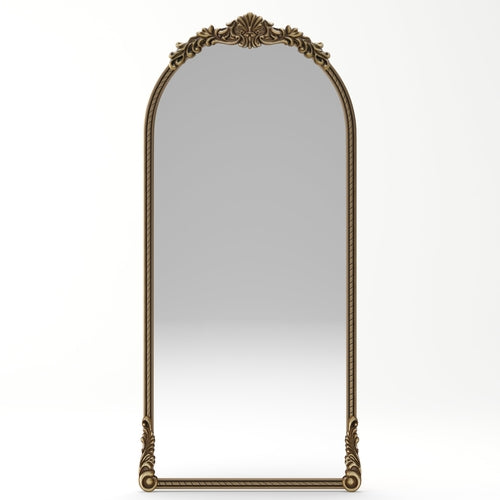 Miroir sur pied arqué au cadre sculpté or antique, photo 2