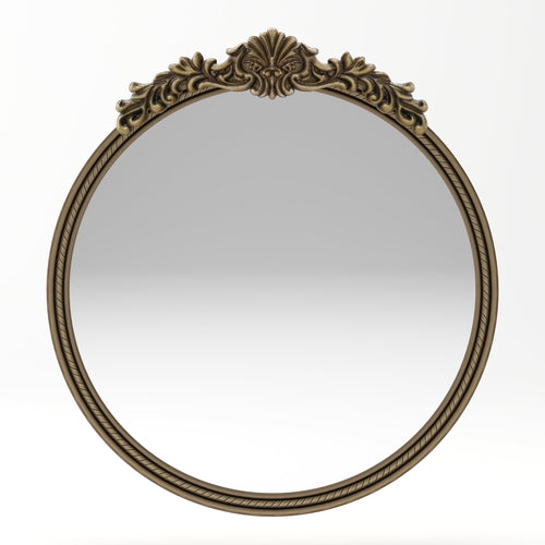 Miroir mural rond au cadre sculpté or antique, photo 2