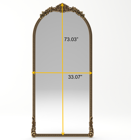 Miroir sur pied arqué au cadre sculpté or antique, photo 5