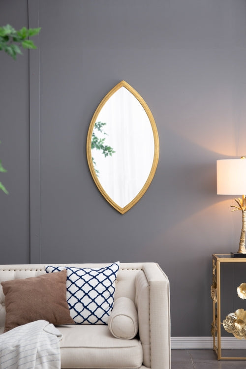 Miroir mural ondulé à cadre fin en métal doré, 60 x 109 cm