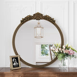 Miroir mural rond au cadre sculpté or antique, photo 9