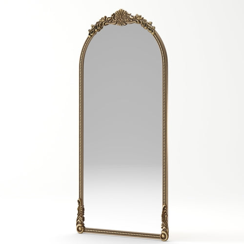 Miroir sur pied arqué au cadre sculpté or antique, photo 3