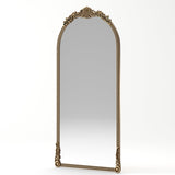 Miroir sur pied arqué au cadre sculpté or antique, photo 3